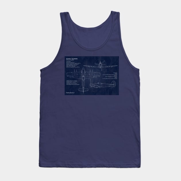 Hawker Thypoon Blueprint Tank Top by Aircraft.Lover